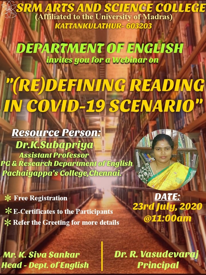 Webinar on (Re)defining Reading in Covid-19 Scenario
