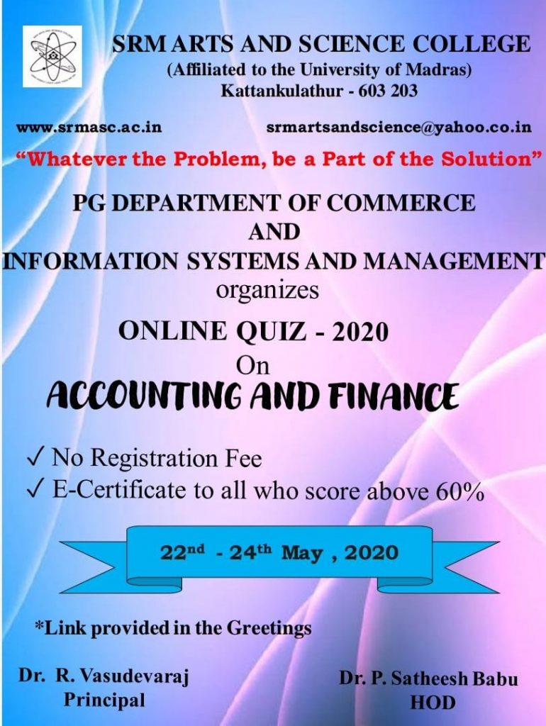 Online Quiz-2020 on Accounting and Finance