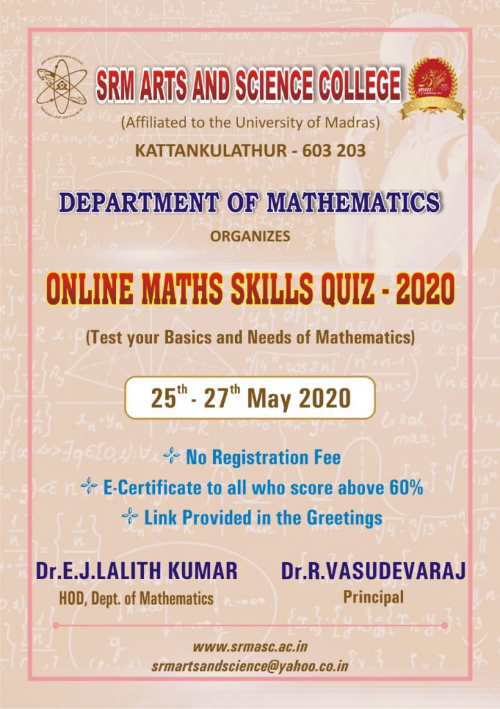 Online Maths Skills Quiz-2020