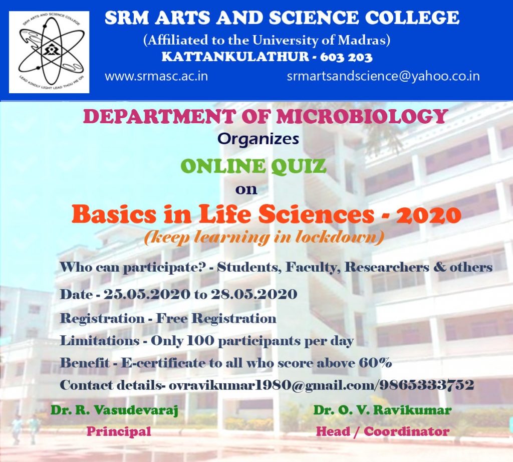 Online Quiz on Basics in Life Sciences-2020
