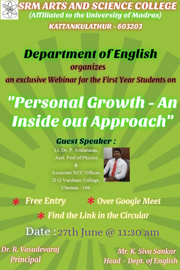 Webinar on Personal Growth - An Inside out Approach