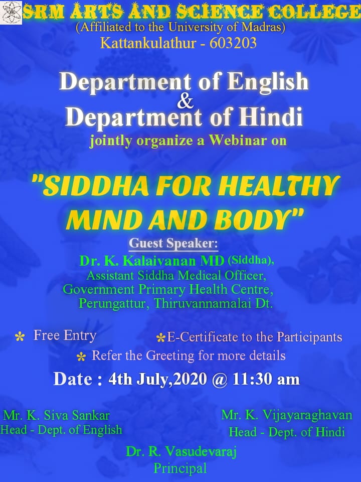 Webinar on Siddha for Healthy Mind and Body